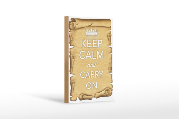 Holzschild Spruch 12x18cm Keep Calm and carry on