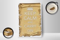 Holzschild Spruch 12x18cm Keep Calm and carry on