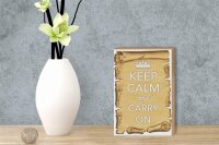 Holzschild Spruch 12x18cm Keep Calm and carry on