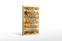 Holzschild Spruch 12x18cm Keep Calm and love music