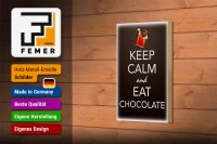 Holzschild Spruch 12x18cm Keep Calm and eat chocolate