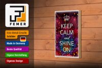 Holzschild Spruch 12x18cm Keep Calm and shine on