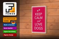 Holzschild Spruch 12x18cm Keep Calm and love dogs Hund