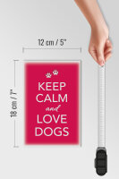 Holzschild Spruch 12x18cm Keep Calm and love dogs Hund