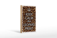 Holzschild Spruch 12x18cm Keep Calm love leopard print