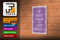 Holzschild Spruch 12x18cm Keep Calm and just smile:)