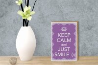 Holzschild Spruch 12x18cm Keep Calm and just smile:)