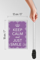 Holzschild Spruch 12x18cm Keep Calm and just smile:)
