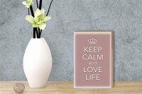 Holzschild Spruch 12x18cm Keep Calm and love life