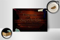 Holzschild Spruch 18x12cm Friseurin Superheldin
