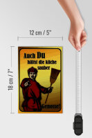 Holzschild Spruch 12x18cm Du hältst Küche sauber Genosse