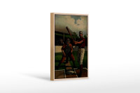 Holzschild Retro 12x18cm Baseball USA Schlagmann