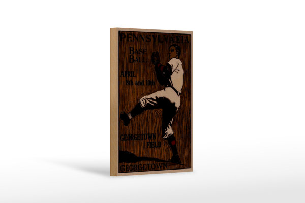 Holzschild Retro 12x18cm Pennsylvania Baseball April 8th