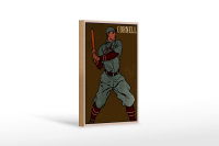 Holzschild Retro 12x18cm Cornell Baseball Schlagmann