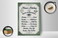 Holzschild Spruch 12x18cm Mom`s Kitchen Hours Operation