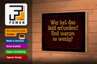 Holzschild Spruch 18x12cm wer hat das Geld erfunden und