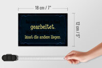 Holzschild Spruch 18x12cm bei uns Hand in Hand gearbeitet blau