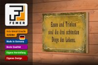Holzschild Spruch 18x12cm Essen Trinken 3 schönste Dinge