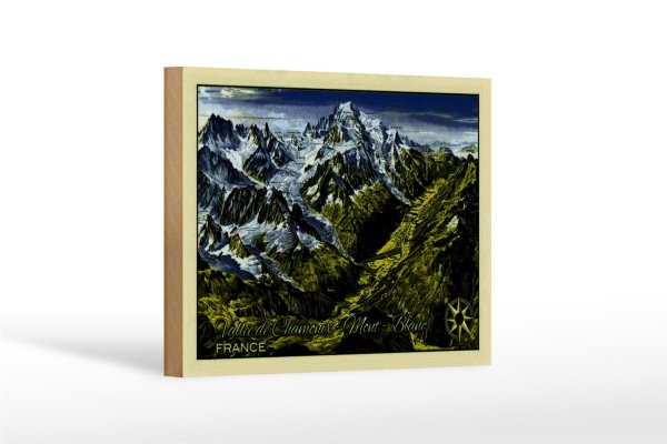 Holzschild France 18x12cm Vallee de Chamonix Mont Blanc