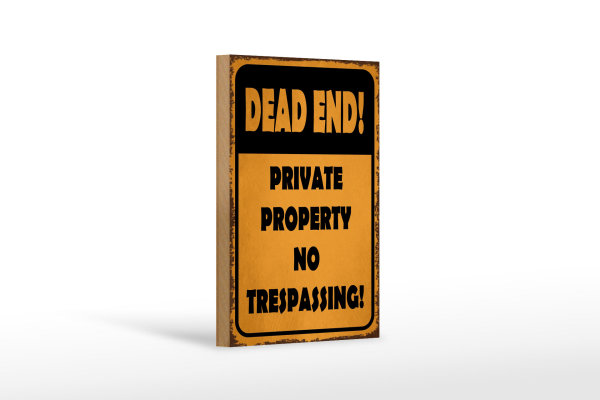 Holzschild Hinweis 12x18cm Dead end private property no