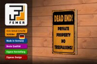 Holzschild Hinweis 12x18cm Dead end private property no