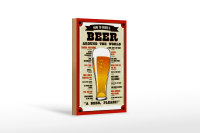 Holzschild Bier 12x18cm Beer around the world beer please