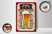 Holzschild Bier 12x18cm Beer around the world beer please