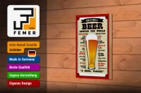 Holzschild Bier 12x18cm Beer around the world beer please