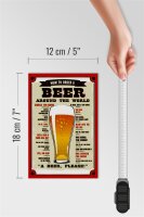 Holzschild Bier 12x18cm Beer around the world beer please
