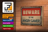 Holzschild Hinweis 18x12cm beware of the angry gamer