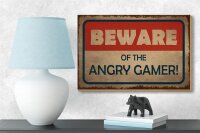 Holzschild Hinweis 18x12cm beware of the angry gamer
