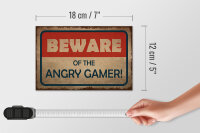 Holzschild Hinweis 18x12cm beware of the angry gamer