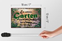 Holzschild Spruch 18x12cm schöner Garten wischt den Staub