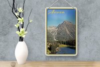 Blechschild Reise 12x18 cm Arosa im Sommer Berg Fluss Deko Schild