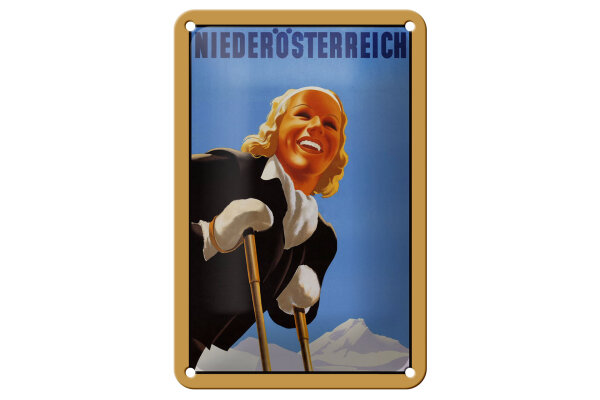 Blechschild Reise 12x18 cm Niederösterreich Frau Deko Schild