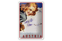 Blechschild Reise 12x18 cm winter sports in Austria Deko Schild
