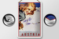 Blechschild Reise 12x18 cm winter sports in Austria Deko Schild