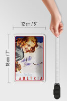Blechschild Reise 12x18 cm winter sports in Austria Deko Schild