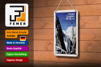 Blechschild Reise 12x18 cm France Chamonix Mt. Blanc Berge Deko Schild