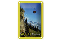 Blechschild Reise 12x18 cm Wengen Männlichen Gondel Berge Deko Schild