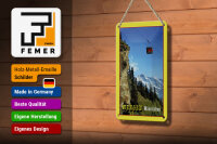 Blechschild Reise 12x18 cm Wengen Männlichen Gondel Berge Deko Schild