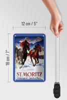 Blechschild Reise 12x18 cm St. Moritz Wintersport Pferde Reiter Deko Schild