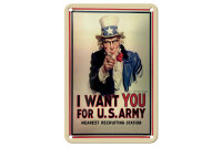 Blechschild Spruch 12x18 cm I want you for U.S.Army Deko Schild