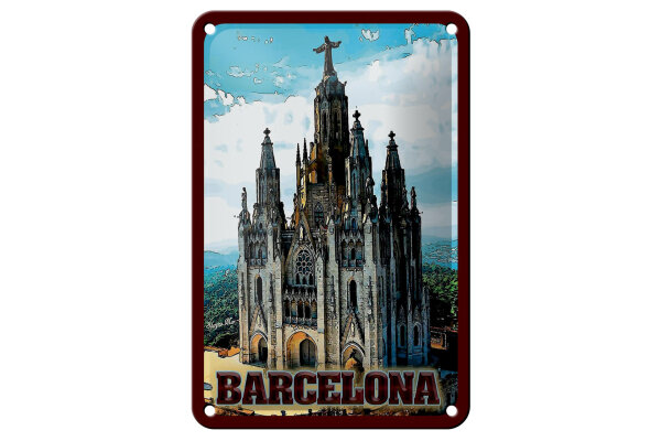 Blechschild Reise 12x18 cm Barcelona Kathedrale Deko Schild