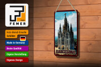 Blechschild Reise 12x18 cm Barcelona Kathedrale Deko Schild