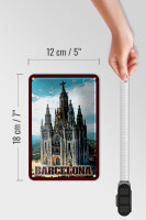 Blechschild Reise 12x18 cm Barcelona Kathedrale Deko Schild