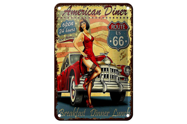 Blechschild Retro 12x18 cm American Diner Breakfast Lunch Deko Schild