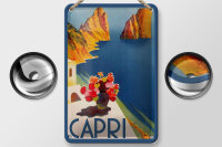 Blechschild Reise 12x18 cm Capri Italien Wasser Blumen Deko Schild