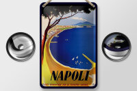 Blechschild Reise 12x18 cm Napoli Italien Meer Strand Deko Schild