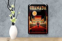 Blechschild Reise 12x18 cm Granada Spanien bei Nacht Deko Schild